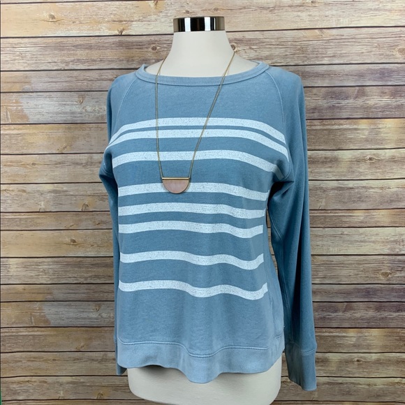 GAP Tops - Gap Sz M Blue Striped Sweatshirt